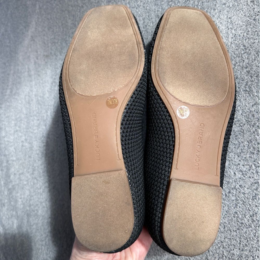 EUC Lucky "Daneric" Black Slip‑On Ballet Flat Square Toe Washable Travel Shoe 7 - Picture 10 of 13